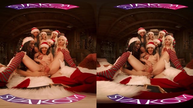 Christams Orgy with Abella Danger and her 7 Sexy Elves VR Porn
