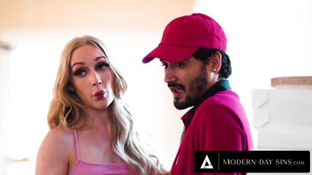Naughty Tutor Emma Starletto Fucks the Pizza dude in Front of her teenager Students!